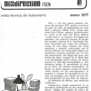 REVISTA TECNICA DE ILUSIONISMO MISDIRECTION ENERO 1997